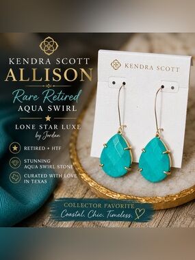 Kendra Scott Allison Earrings Turquoise/Gold Tone/Retired HTF Statement Earrings